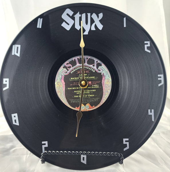 Styx Paradise Theater Vinyl Record Clock - Recycled from damaged album
