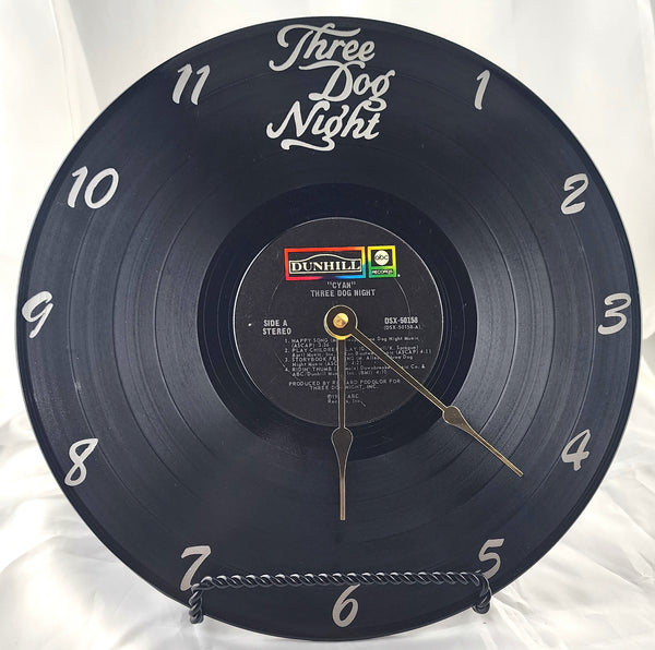 Three Dog Night "Cyan" Vinyl Record Clock - Recycled from damaged album