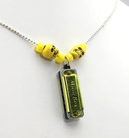 Harmonica Necklace - Gold Harmonica with Yellow Skull Beads