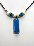 Blue Harmonica Necklace - Blue Harmonica with Blue  and white Skull Beads