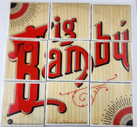 Cheech and Chong "Big Bambu" Coaster Set - 9 tiles covered with the REAL jacket from the album