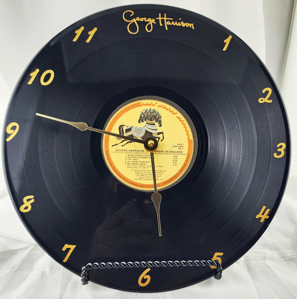 George Harrison "Somewhere in England" Vinyl Record Clock - Recycled from trashed album.