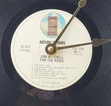 Joni Mitchell "For the Roses" Vinyl Record Clock - Recycled from trashed record
