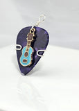 Purple Guitar Pick Pendant with Blue guitar charm