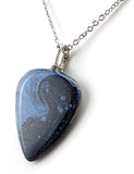 Blue and Black Galaxy Guitar Pick Pendant.  One of a kind OOAK