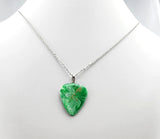 Green and Gold Painted Guitar Pick Necklace.  One of a Kind