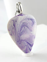 Lavender Dreams purple and white painted guitar pick pendant.  One of a Kind