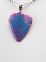Pink Guitar Pick Pendant painted Blue One of a kind