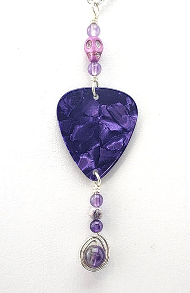 Guitar Pick Necklace - Created with Amethyst gemstones