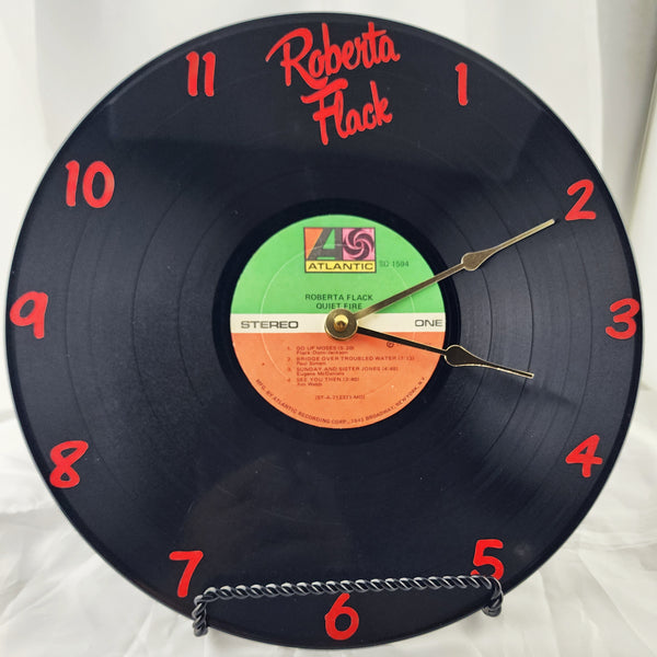 Roberta Flack "Quiet Fire" Vinyl Record Clock - Recycled from damaged album