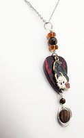 Gothic inspired Guitar Pick Necklace sculpture - Created with Tiger's Eye