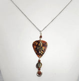 Music Themed Jewelry Guitar Pick Necklace  - Created with Tiger's Eye and Gold Stone