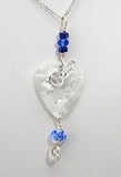 Guitar Pick Necklace - Created with Lapis and Vintage Porcelain beads