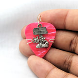 Pink Guitar Pick Pendant With My Garden Charm