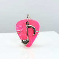 Pink Guitar Pick Pendant With Heart Music Note