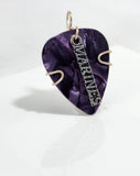 Purple Guitar Pick Pendant with silver Marines charm - Your choice of necklace or keychain