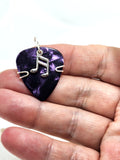 Purple Guitar Pick Pendant with silver music note charm - Your choice of necklace or keychain