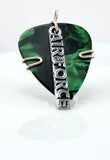 Green Guitar Pick Pendant with a silver Air Force charm - Your choice of necklace or keychain