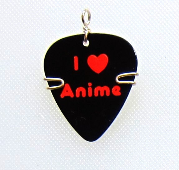 Anime Jewelry guitar pick pendant - I love Anime