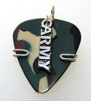 Camouflaged Guitar Pick with a Army Charm - Guitar Pick Jewelry