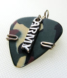 Camouflaged Guitar Pick with a Army Charm - Guitar Pick Jewelry
