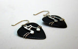 Black Guitar Pick Earrings with Music Notes Charm
