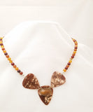 Gold guitar pick necklace with vintage beads One of a kind