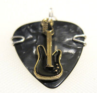Festival Wear Charm - Gray guitar pick with a black and gold charm