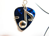 Guitar Pick Earrings Blue picks with silver music notes