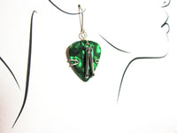 Green Guitar Pick Earrings with Drum Sticks