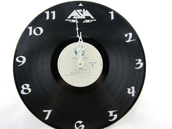 Asia Rock Band Vinyl Record Clock - Recycled from damaged album - English Rock Band from London