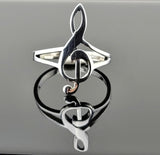 Sterling Silver Treble Clef Music Note Ring