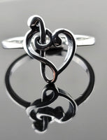 Gift for Music Lover and musician - Bass Clef and Treble Clef Sterling Silver Ring