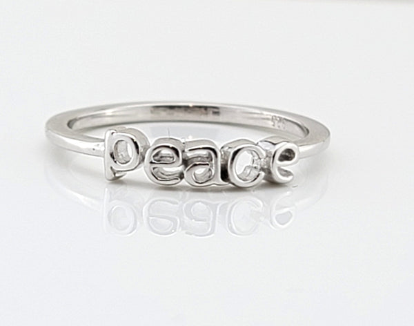 Peace Inspiration Ring made from Sterling Silver Your ring says PEACE Wear your intentions ring Peace ring Size 7