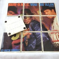Run DMC Recycled Vinyl Record Cover Coaster Set made from 9 Ceramic Tiles to create a coaster puzzle of the album cover