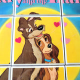 Lady and The Tramp recycled Vinyl Record Coaster Set made from damaged vinyl record Sleeve.  NOT A REPRINT Trash to treasure coaster set