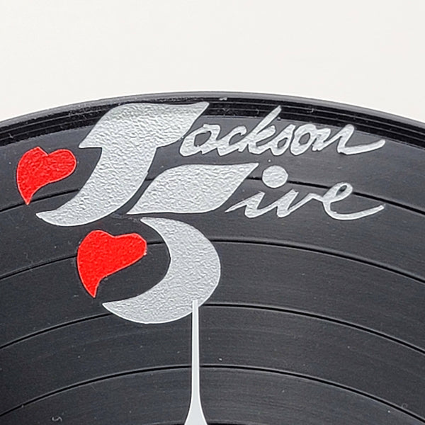 Jackson 5ive Recycled Vinyl Record Clock made from a damaged vinyl record clock.  REAL album, not a reprint