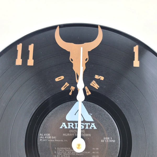 The Outlaws Album Hurry Sundown Vinyl Record Clock - made from the real album, not a reprint or a sticker
