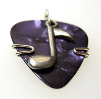 Guitar Pick Pendant with purple pick and a music note