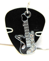 Black Guitar Pick Pendant with Black and Silver Guitar