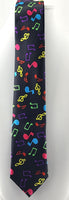 Music Inspired Skinny Tie - Multicolored Music note necktie.