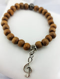 Treble Clef Stretch Bracelet made with Wood Beads